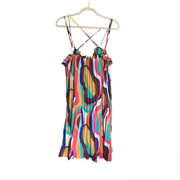 New Danielle Union women’s dress pleated colorful flowy loose size XL retro - Picture 3 of 16